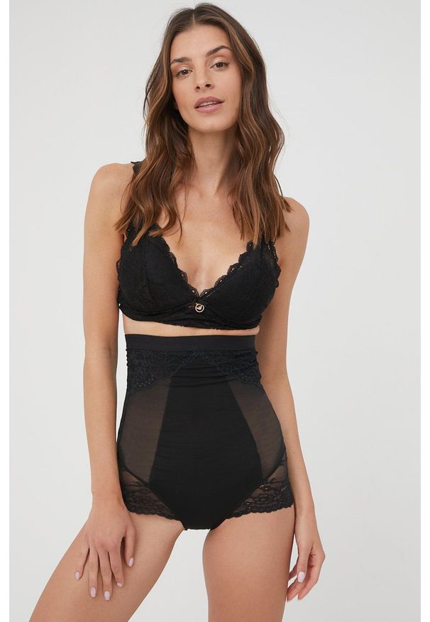 Spanx figi modelujące damskie kolor czarny. Kolor: czarny. Materiał: materiał, bawełna