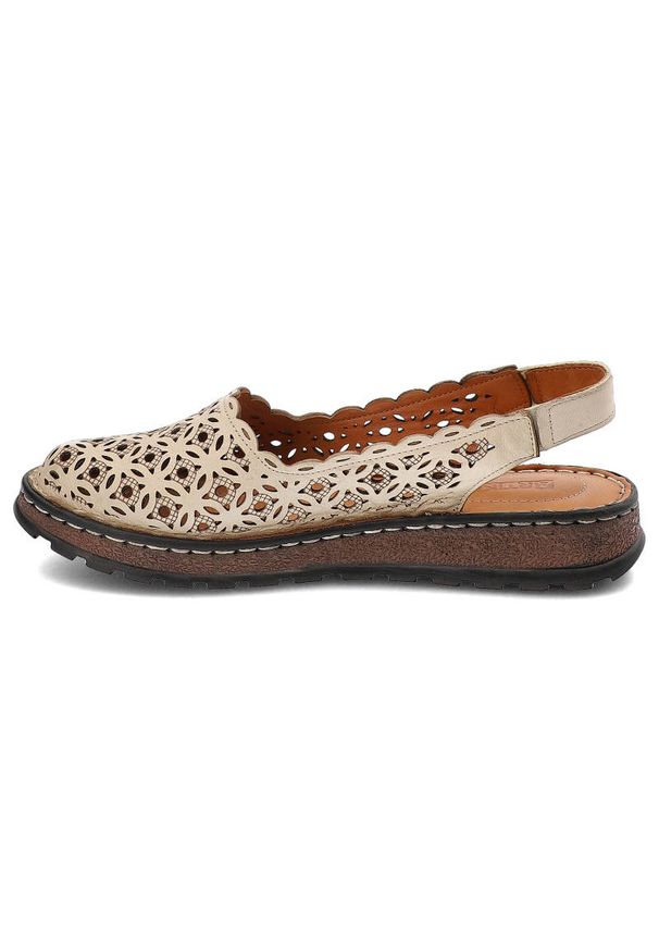 Beżowe Sandały Artiker Skórzane Buty Damskie. Zapięcie: bez zapięcia. Kolor: beżowy. Materiał: skóra. Wzór: ażurowy. Styl: elegancki