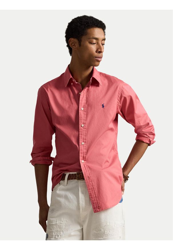 Polo Ralph Lauren Koszula 710B20512007 Różowy ciemny Custom Fit. Typ kołnierza: polo. Kolor: różowy. Materiał: bawełna