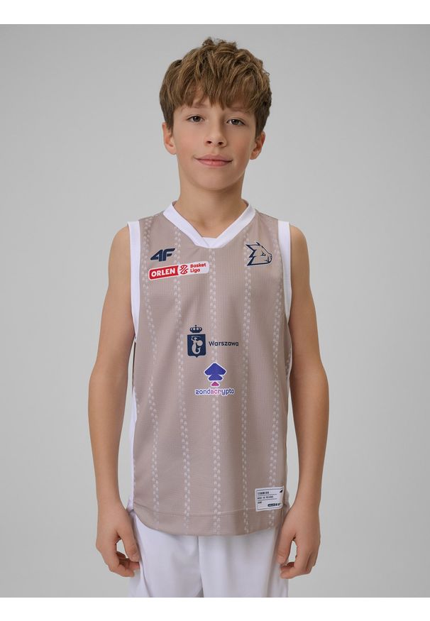 4f - 4F Koszulka meczowa replika domowa z sezonu 2025/26 dziecięca 4F x Dziki Warszawa - beżowa 158/164 (12-14 lat). Kolor: beżowy. Materiał: materiał. Wzór: nadruk. Sezon: lato