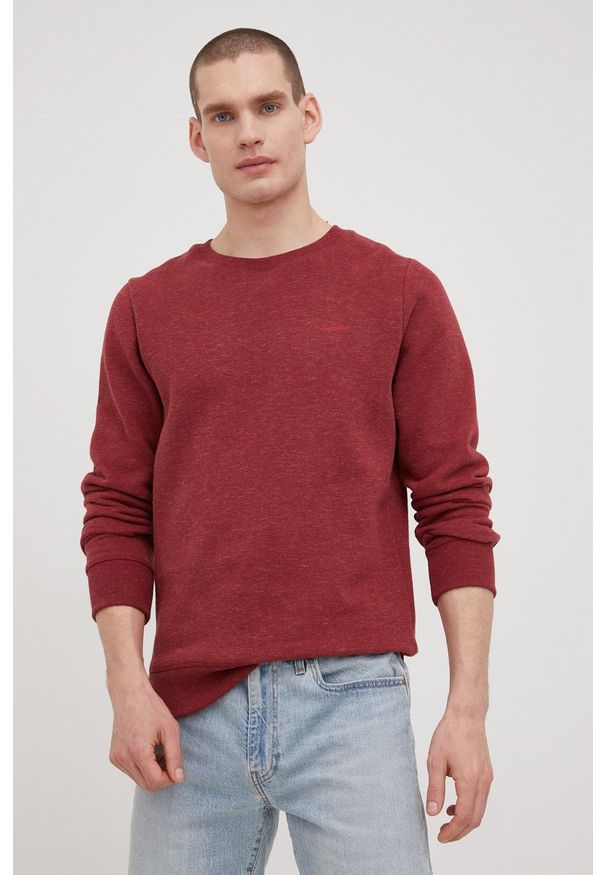 Superdry bluza męska kolor bordowy gładka. Okazja: na co dzień. Kolor: czerwony. Materiał: bawełna. Wzór: gładki. Styl: casual