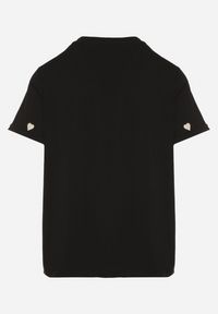 Born2be - Czarny T-shirt z Bawełny w Serca Kolavelle. Okazja: na co dzień, na spacer. Kolor: czarny. Materiał: bawełna. Styl: klasyczny, casual #7