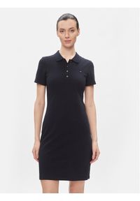 TOMMY HILFIGER - Tommy Hilfiger Sukienka codzienna 1985 Slim Pique Polo Dress Ss WW0WW42048 Granatowy Slim Fit. Okazja: na co dzień. Typ kołnierza: polo. Kolor: niebieski. Materiał: bawełna. Typ sukienki: proste. Styl: casual