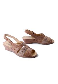 Suave - SUAVE 710231-08 beige, sandały damskie. Zapięcie: rzepy. Kolor: beżowy. Materiał: skóra. Obcas: na koturnie