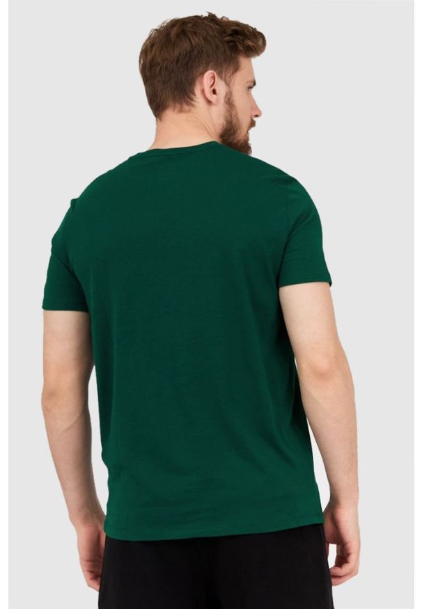 Armani Exchange - ARMANI EXCHANGE Zielony t-shirt męski z paskiem z logo, Rozmiar S. Kolor: zielony. Materiał: prążkowany