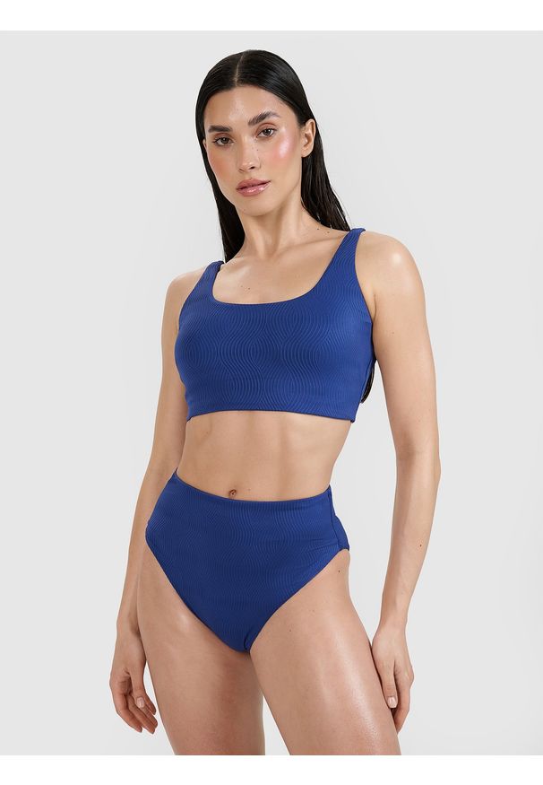 4f - 4F Góra od bikini damska - granatowa S. Kolor: niebieski. Materiał: materiał, włókno, syntetyk, elastan