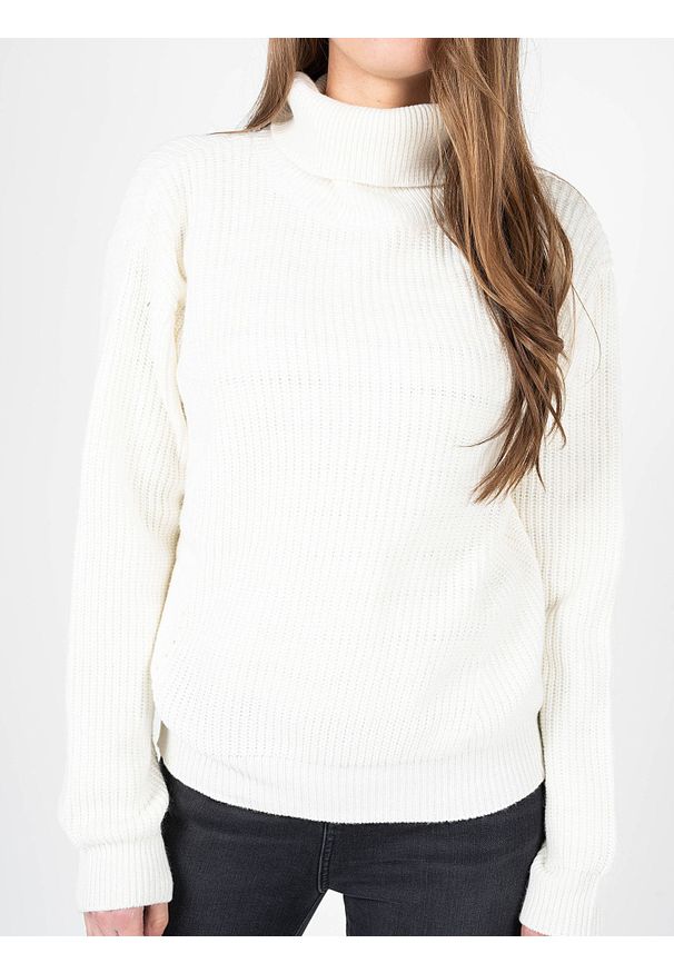 Silvian Heach Sweter | CVA22045LU | Kobieta | Kremowy. Typ kołnierza: golf. Kolor: kremowy. Materiał: wełna, wiskoza, nylon, akryl, poliester. Wzór: ze splotem