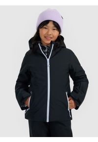 4f - 4F Kurtka narciarska membrana 5000 dziewczęca - czarna 134 (8-9 lat). Kolor: czarny. Materiał: poliester, materiał. Długość: długie. Wzór: gładki. Sezon: lato #1