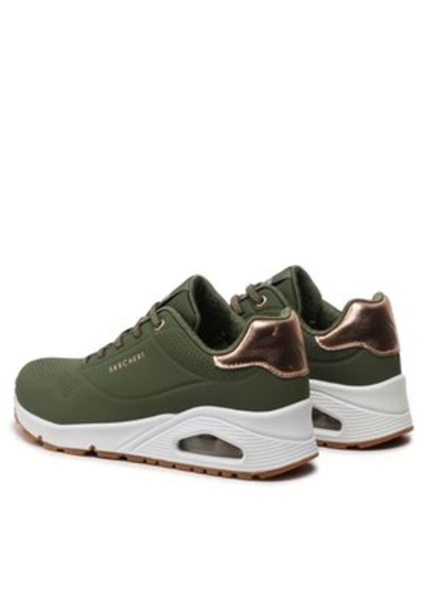 skechers - Skechers Sneakersy Uno Shimmer Away 155196/OLV Khaki. Kolor: brązowy. Materiał: skóra