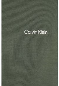 Calvin Klein bluza męska kolor zielony z kapturem gładka. Typ kołnierza: kaptur. Kolor: zielony. Długość rękawa: długi rękaw. Długość: długie. Wzór: gładki #5