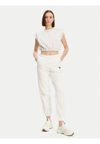 Tommy Jeans Spodnie dresowe Badge DW0DW20679 Écru Regular Fit. Materiał: bawełna #4