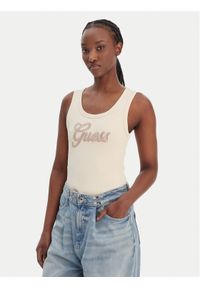 Guess Top W6GP22 K2954 Beżowy Regular Fit. Kolor: beżowy. Materiał: syntetyk #1