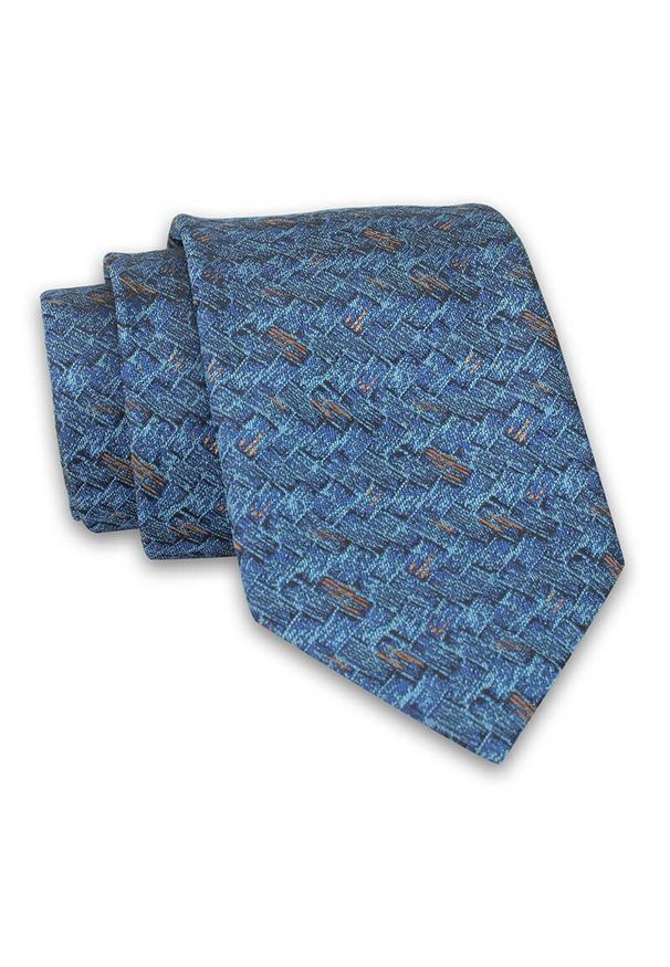 Krawat Męski, Turkusowy, Morski, Melanżowy, Drobny Wzór, Elegancki, 7 cm -Angelo di Monti. Kolor: niebieski. Materiał: tkanina. Wzór: melanż. Styl: elegancki