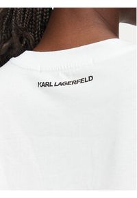 Karl Lagerfeld - KARL LAGERFELD T-Shirt Ikon Sketch Choupette A1W17128 Biały Regular Fit. Typ kołnierza: dekolt w karo. Kolor: biały. Materiał: bawełna #3