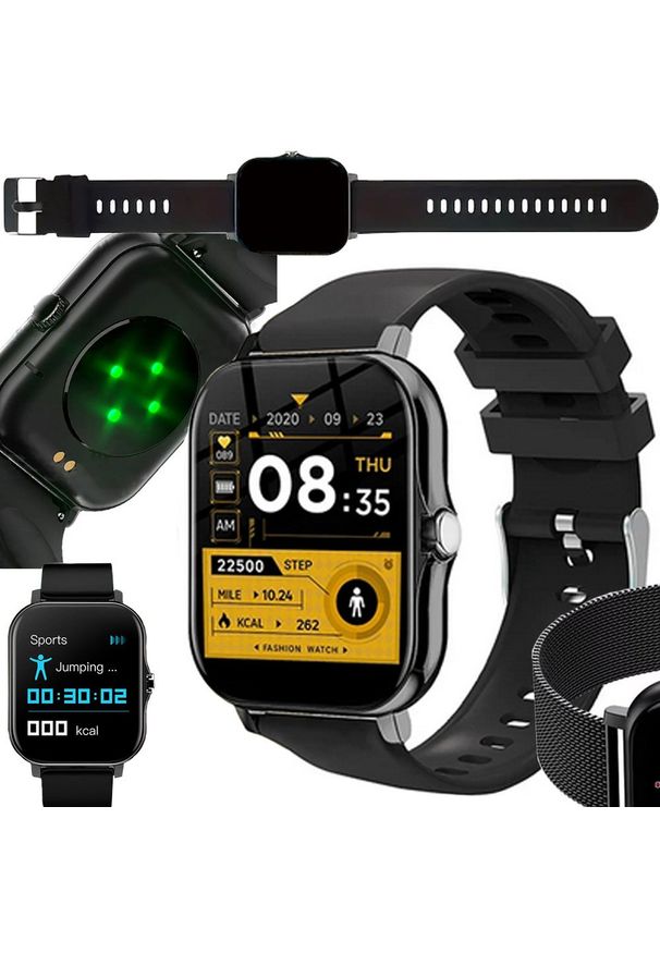NoName - Smartwatch zegarek damski męski gumowy pasek sport bluetooth rozmowy czarny. Rodzaj zegarka: smartwatch. Kolor: czarny. Materiał: guma. Styl: sportowy