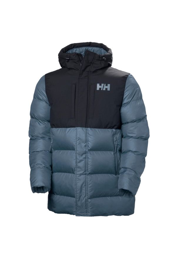 Długa kurtka z kapturem Helly Hansen Active. Typ kołnierza: kaptur. Kolor: niebieski. Materiał: puch. Długość: długie. Sport: turystyka piesza