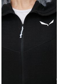 Salewa bluza sportowa Light Micro damska kolor czarny z kapturem gładka. Typ kołnierza: kaptur. Kolor: czarny. Materiał: polar, syntetyk, materiał. Wzór: gładki. Styl: sportowy #2