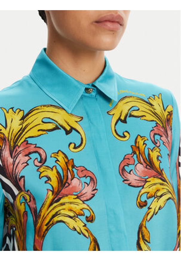 Versace Jeans Couture Koszula 78HAL2P1 Niebieski Regular Fit. Kolor: niebieski. Materiał: wiskoza