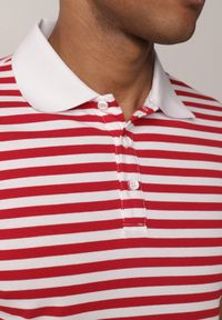 Born2be - Czerwona Bawełniana Koszulka Polo w Paski w Stylu Casual Elunilla. Okazja: na co dzień. Typ kołnierza: polo. Kolor: czerwony. Materiał: bawełna. Wzór: paski. Styl: casual #8