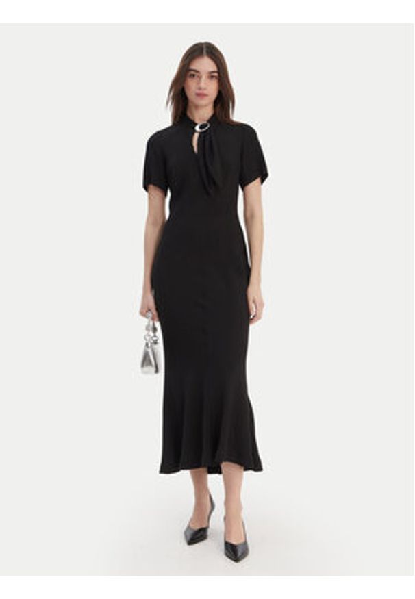 Hugo - HUGO Sukienka koktajlowa Kiweni 50554051 Czarny Slim Fit. Kolor: czarny. Materiał: wiskoza. Styl: wizytowy