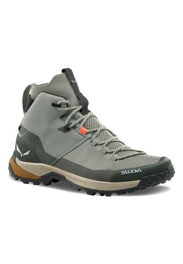 Buty trekkingowe męskie Salewa Puez Knit Mid Powertex. Wysokość cholewki: za kostkę. Kolor: szary. Materiał: materiał, syntetyk. Szerokość cholewki: normalna. Sport: turystyka piesza