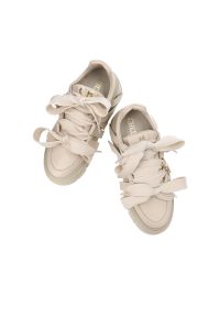 CheBello - Beżowe Sneakersy Chebello Modne Obuwie Damskie. Zapięcie: pasek. Kolor: beżowy. Materiał: materiał. Styl: elegancki