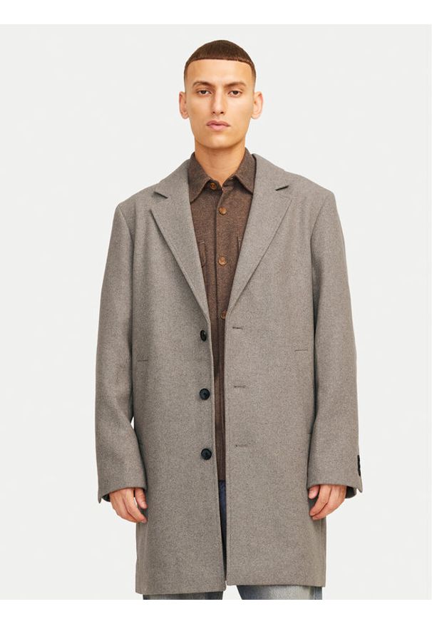 Jack & Jones Płaszcz wełniany Harris 12263845 Beżowy Regular Fit. Kolor: beżowy. Materiał: syntetyk