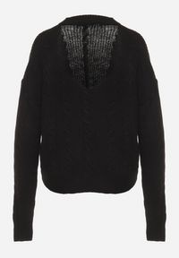 Born2be - Czarny Sweter Krótki z Wycięciem na Plecach Torine. Okazja: na co dzień. Kolor: czarny. Materiał: jeans. Długość: krótkie. Styl: klasyczny, elegancki, casual #4