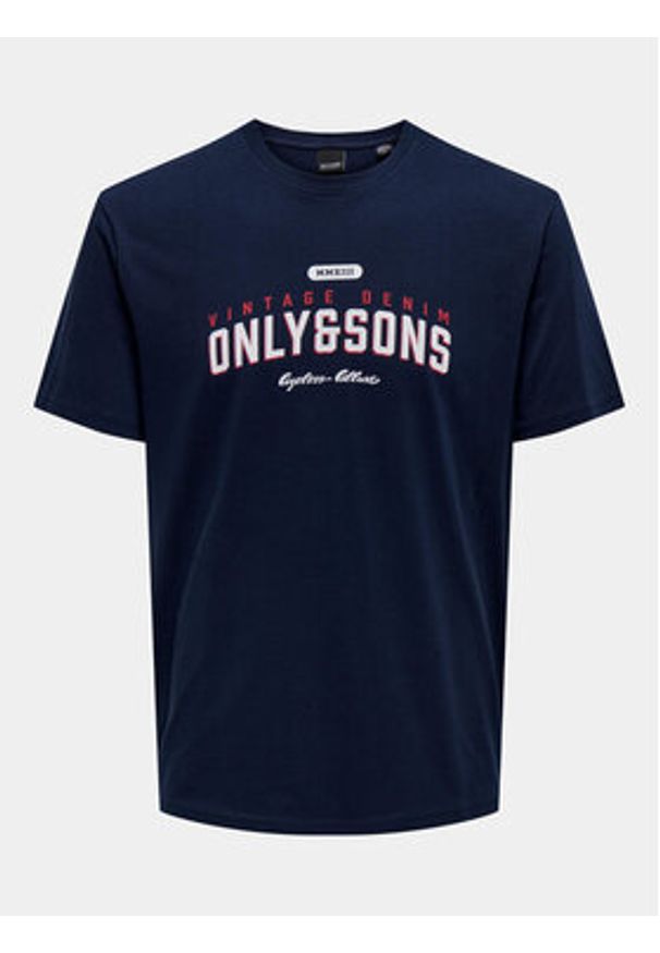 Only & Sons T-Shirt Lenny 22028593 Granatowy Regular Fit. Kolor: niebieski. Materiał: bawełna