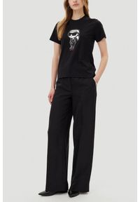 Karl Lagerfeld - KARL LAGERFELD Czarny damski t-shirt Ikon Sketch Karl. Kolor: czarny #3
