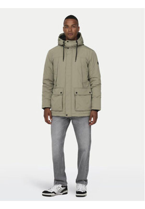 Only & Sons Parka Jayden 22022654 Beżowy Regular Fit. Kolor: beżowy. Materiał: syntetyk