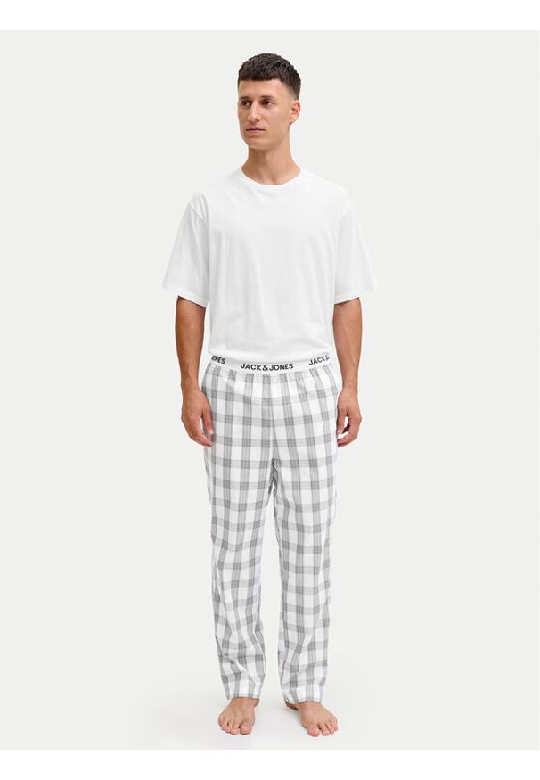 Jack & Jones Piżama Luca 12266993 Biały Standard Fit. Kolor: biały. Materiał: bawełna