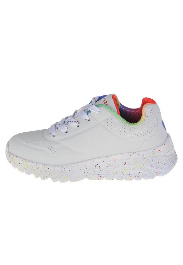 skechers - Buty do chodzenia dla dzieci Skechers Uno Lite Rainbow Speckle. Zapięcie: sznurówki. Kolor: biały. Materiał: guma, materiał, syntetyk. Szerokość cholewki: normalna. Sport: turystyka piesza