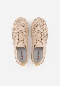 Born2be - Ciemnobeżowe Tenisówki z Ażurową Cholewką Tidella. Okazja: na co dzień. Kolor: beżowy. Materiał: jeans. Szerokość cholewki: normalna. Wzór: ażurowy. Styl: casual #7