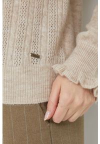 Pepe Jeans sweter z domieszką wełny Tessa damska kolor beżowy. Okazja: na co dzień. Kolor: beżowy. Materiał: wełna. Styl: casual #3