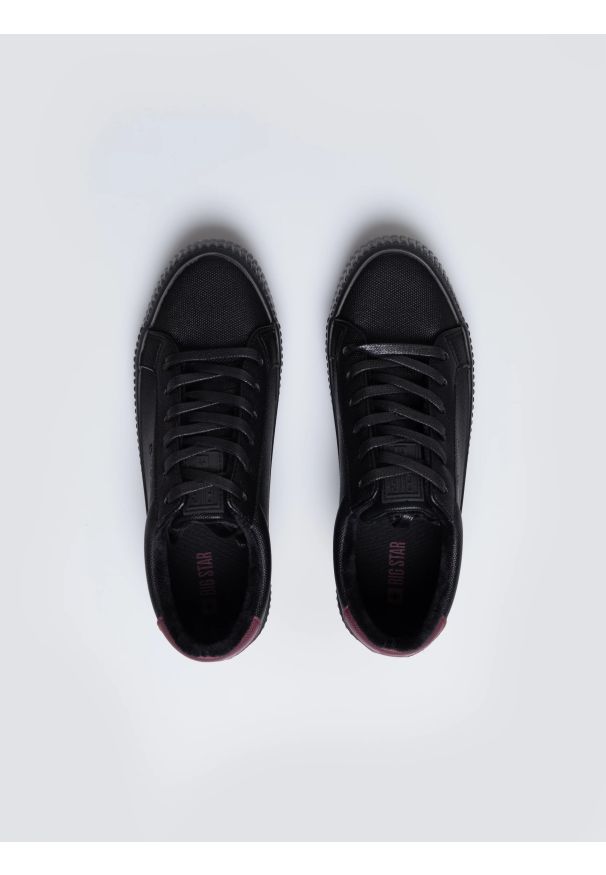 Big-Star - Trampki damskie ze skóry ekologicznej czarne OO274A462 906. Okazja: na co dzień. Nosek buta: okrągły. Kolor: czarny. Materiał: skóra ekologiczna. Styl: casual, klasyczny, sportowy