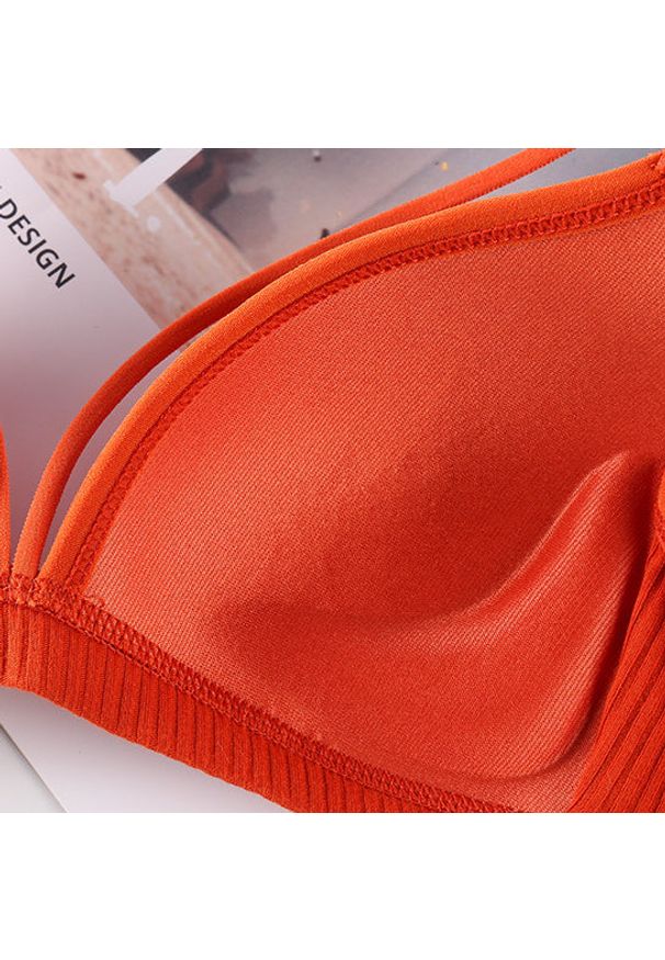 Intica - Biustonosz bez fiszbin miękki na co dzień Najiba. Kolor: pomarańczowy. Materiał: skóra, materiał