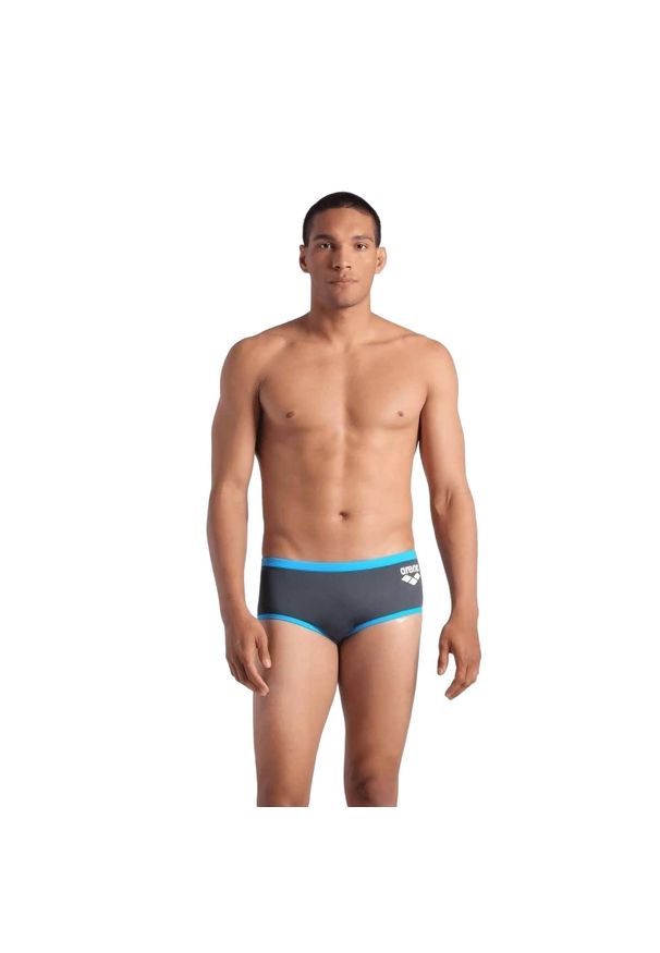 Arena - Bokserki pływackie męskie arena One Low Waist Short Big Logo. Kolor: wielokolorowy, niebieski, szary
