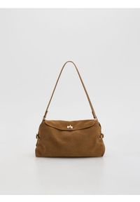 Reserved - Zamszowa torebka na ramię - brązowy. Kolor: brązowy. Materiał: zamszowe. Rodzaj torebki: na ramię #1