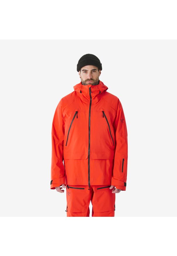 SIMOND - Kurtka narciarska męska Simond FR900 freeride. Kolor: czerwony, pomarańczowy, wielokolorowy. Sezon: zima. Sport: narciarstwo