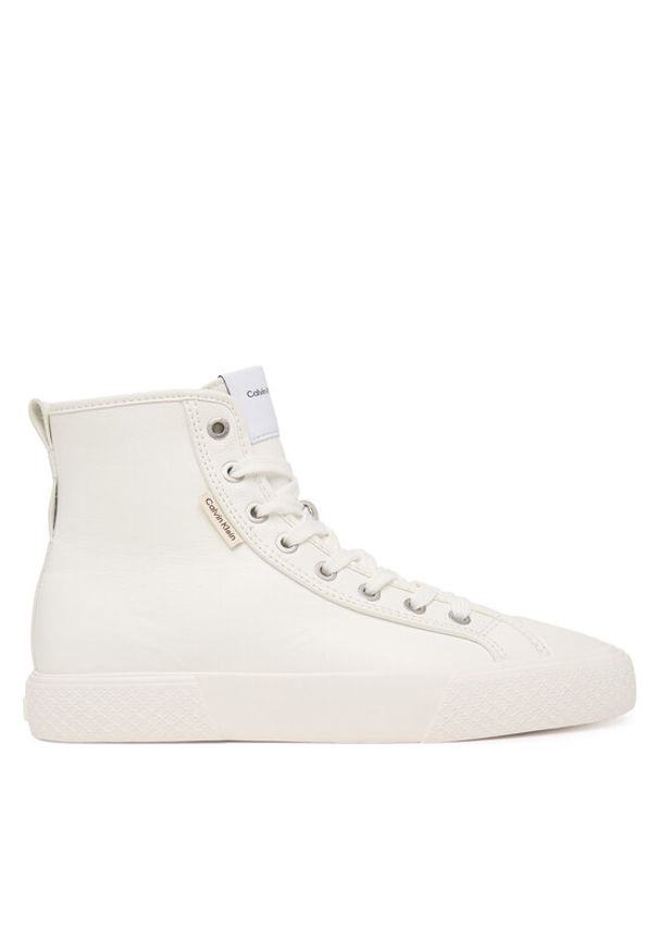 Calvin Klein Trampki Vulc Lace Up Hightop Lth HW0HW03076 Biały. Kolor: biały. Materiał: skóra