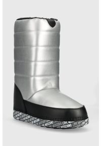 Love Moschino śniegowce kolor srebrny JA24162G1HIT590B. Nosek buta: okrągły. Kolor: srebrny. Materiał: guma. Szerokość cholewki: normalna #3