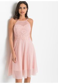 bonprix - Sukienka z koronką. Kolor: różowy. Materiał: koronka. Wzór: koronka