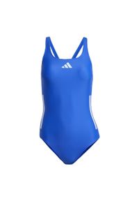 Adidas - Strój do pływania 3-Stripes C-Back. Kolor: wielokolorowy, niebieski, fioletowy. Materiał: materiał
