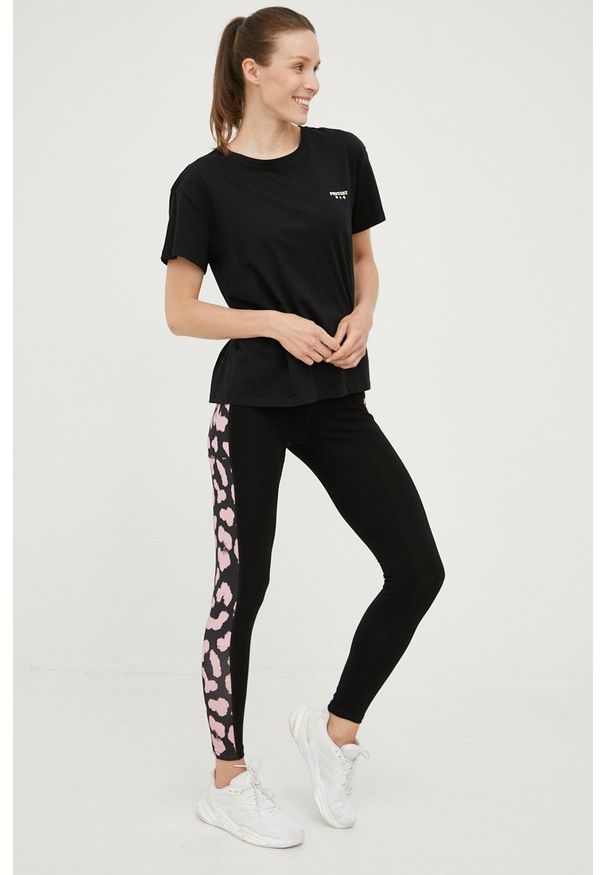 Hype legginsy damskie kolor czarny z nadrukiem. Stan: podwyższony. Kolor: czarny. Wzór: nadruk