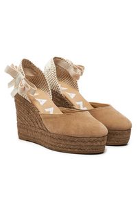 Manebi Espadryle Hamptons Wedge Espadrilles W 1.6 WV Brązowy. Kolor: brązowy. Materiał: skóra, zamsz