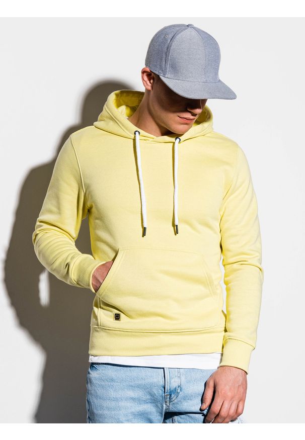 Żółta bluza Ombre Clothing klasyczna, z kapturem