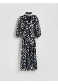 Reserved - Szyfonowa sukienka maxi - czarny. Kolor: czarny. Materiał: szyfon. Długość: maxi #1