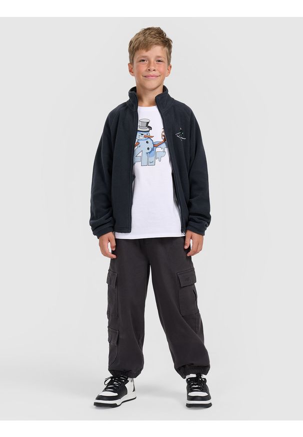 4f - 4F Polar regular ze stójką chłopięcy - granatowy 164 (13-14 lat). Typ kołnierza: kołnierzyk stójkowy. Kolor: niebieski. Materiał: polar. Sezon: lato