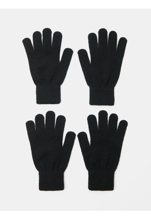 Sinsay - Rękawiczki 2 pack - czarny. Kolor: czarny